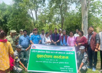 डिभिजन वन कार्यलय पहलमानपुरद्धारा सशस्त्र प्रहरी बेश क्याम्पमा बृक्षारोपण