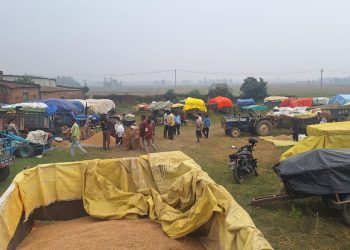 धान बेच्न किसान रातभर लाइनमा, सरकारी खरिद केन्द्रमा भीड